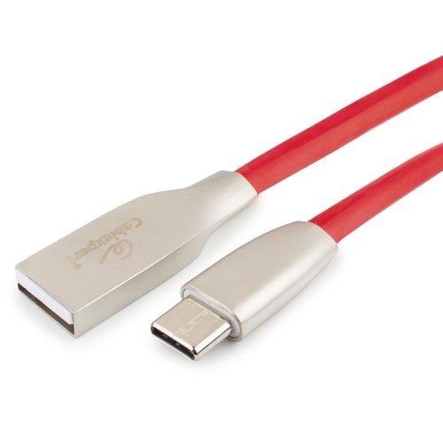 Кабель USB 2.0 Cablexpert CC-G-USBC01R-1M, AM/Type-C, серия Gold, длина 1м, красный, блистер | код CC-G-USBC01R-1M | Cablexpert