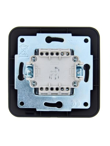 Выключатель 2-кл. 1п СП ASTI 10А IP20 в сборе черн. бархат LEZARD 7081-4242-101 фото 2