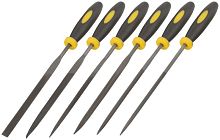 Надфили, прорезиненная ручка, 3х150 мм, 6 шт | код 42172 | FIT