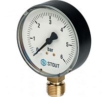 Манометр радиальный Dn 80 мм 1/2', 0...6 бар, кл.2.5 (SIM-0010-800615) | код RG008Q0C199OH0 | STOUT