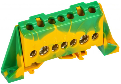 TEKFOR Шина PE земля в комб. изол. Стойка 8х12-7-ЖЗ IEK | код TF-NN20-07-DP-K52 | IEK