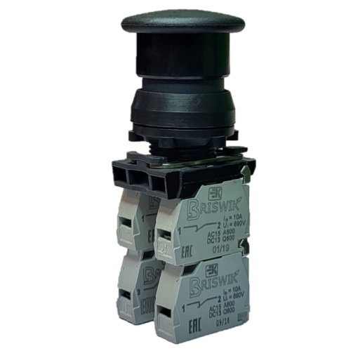 Выключатель Briswik КЕ 022/6м черный 3но+0нз Гриб IP40 УХЛ3 10А | код aZ-HB-0Ai-0131 | Briswik