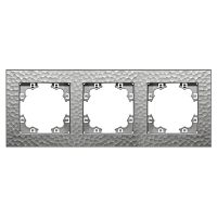 Рамка фактурная 3 поста универсальная UNIVersal Афина серебро (еврослот) | код A10045-S | Universal