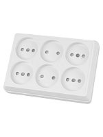 Розетка шестиместная 2П открытой установки IP20 10A с защитными шторками белая Ладога TDM | код SQ1801-0141 | TDM