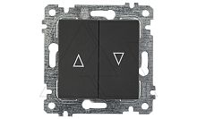 Rita - Выключатель для управления рольставнями, пруж. зажимы, черный мат | код 2200-406-0184 | Mutlusan