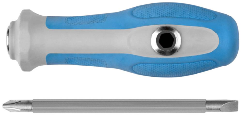 Отвертка с переставным жалом комбинированная, прямая и Т-обр., прорезиненная ручка, 6х120 мм PH2/SL6 | код 56228М | FIT