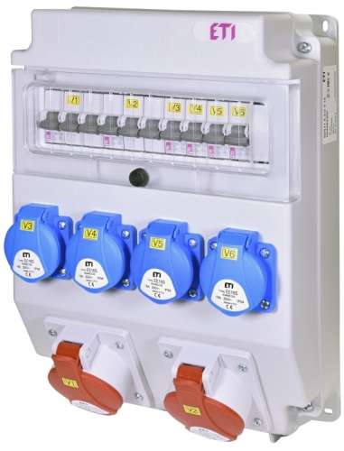 Распред. щит с разъемами EDS11 4-2/2-5 16 (Разъем 16A/5P-2, Schuko-4, АВ: C16/1-4, C16/3-2) | код 004483300 | ETI Распред. щит с разъемами EDS11 4-2/2-5 16 (Разъем 16A/5P-2, Schuko-4, АВ: C16/1-4, C16/3-2) | код 004483300 | ETI