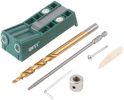 Кондуктор для глухих отверстий с ограничителем глубины двойной, пластиковый кейс | код 36417 | FIT Кондуктор для глухих отверстий с ограничителем глубины двойной, пластиковый кейс | код 36417 | FIT