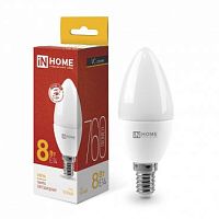 Лампа светодиодная LED-СВЕЧА-VC 8Вт 230В E14 3000К 720лм IN HOME 4690612020426