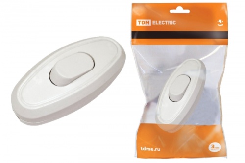 Выключатель на шнур 6А 250В белый TDM | код SQ1806-0021 | TDM