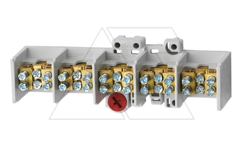 Блок клемм разветвительных Morek MAF25 5P вх. 1x10_25mm?, вых. 2x6_16mm?, 80A, 400V | код MAF5252A32 | MOREK