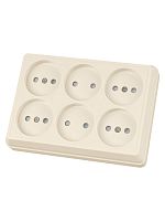 Розетка шестиместная 2П открытой установки IP20 10А с защитными шторками сл. кость Ладога TDM | код SQ1801-0245 | TDM