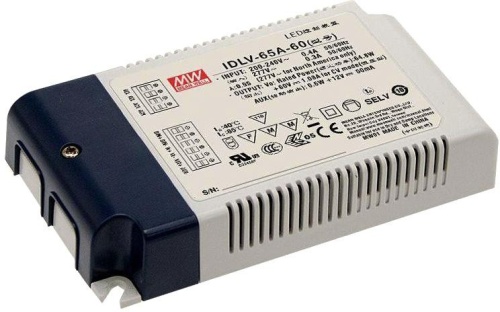Источник питания AC-DC, 64.8Вт, вход 180…295В AC, 47…63Гц/125…417В DC, ККМ, выход 48В/1.35А, изоляция 3750В AC, в кожухе 130х75х25мм, -20…+85С (корпус), димминг 0...10 В/ШИМ, доп. выход 12В/50мА | код IDLV-65A-48 | MeanWell Источник питания AC-DC, 64.8Вт, вход 180…295В AC, 47…63Гц/125…417В DC, ККМ, выход 48В/1.35А, изоляция 3750В AC, в кожухе 130х75х25мм, -20…+85С (корпус), димминг 0...10 В/ШИМ, доп. выход 12В/50мА | код IDLV-65A-48 | MeanWell