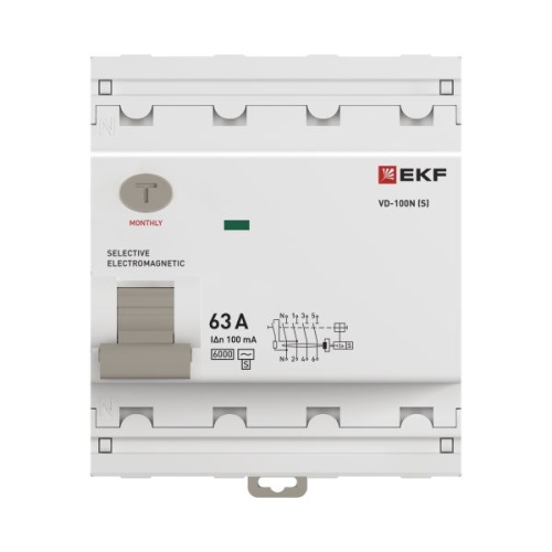 Выключатель дифференциального тока 4п 63А 100мА тип AC 6кА ВД-100N (S) электромех. PROxima | код E1046MS63100 | EKF фото 5 Выключатель дифференциального тока 4п 63А 100мА тип AC 6кА ВД-100N (S) электромех. PROxima | код E1046MS63100 | EKF фото 5