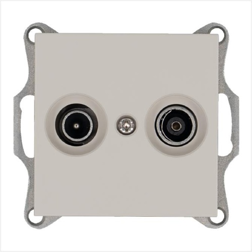 Розетка TV+FM9.5 мм оконечная с накладкой, цвет Тауп | код G6204T | Jasmart