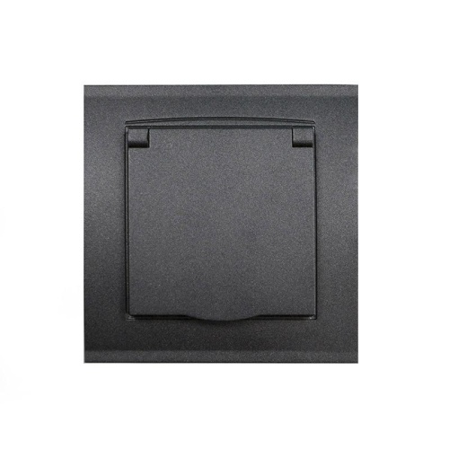 Розетка одноместная с крышкой серия Бриллиант с заземлением, с защитными шторками, скрытой установки, 16А, 220В, графит | код 7947649-Gr | Universal Розетка одноместная с крышкой серия Бриллиант с заземлением, с защитными шторками, скрытой установки, 16А, 220В, графит | код 7947649-Gr | Universal