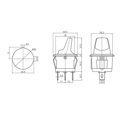 Выключатель клавишный круглый 12В 16А (3с) ON-OFF красн. с подсветкой (RWB-224 SС-214) Rexant 36-2590 фото 6