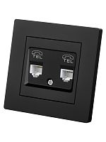 Розетка двойная телефонная RJ11 черная Сенеж TDM | код SQ1816-0326 | TDM