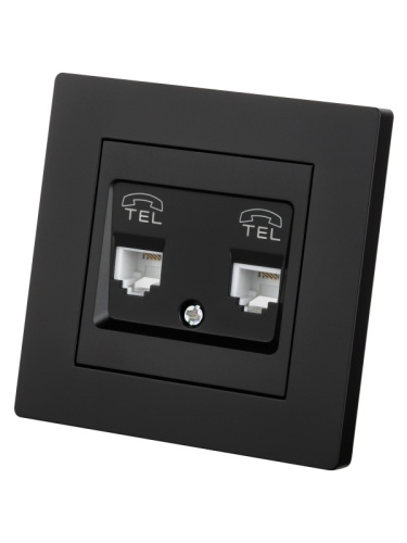 Розетка двойная телефонная RJ11 черная Сенеж TDM | код SQ1816-0326 | TDM