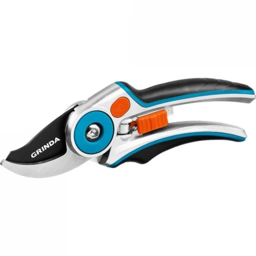 Плоскостной секатор, усиленная конструкция, тефлоновое покрытие, лезвия с эргономич противоскользящ AL рукоятками 210 мм PROLine P-29 | код 423429 | GRINDA