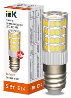 Лампа светодиодная CORN капсула 5Вт 230В 3000К керамика E14 | код LLE-CORN-5-230-30-E14 | IEK