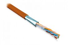 Кабель витая пара F/UTP категория 5e 4 пары (24 AWG) одножильный(solid) экран-фольга LSZH нг(С)-HF оранжевый, Hyperline FUTP4-C5E-S24-IN-LSZH-OR-305 (305 м) | код 45528 | Hyperline