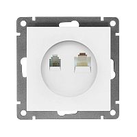 Розетка компьютерная+телефонная UNIVersal серия Афина, с/у, 1А, RJ45, RJ12, белая (еврослот), механизм | код A0052 | Universal