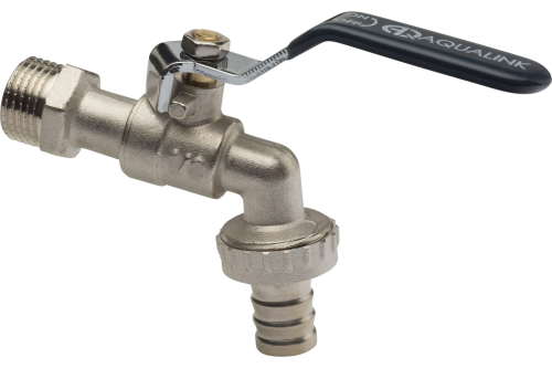 Кран водоразборный со штуцером 3/4' НР ручка никелированный | код 3951 | AQUALINK