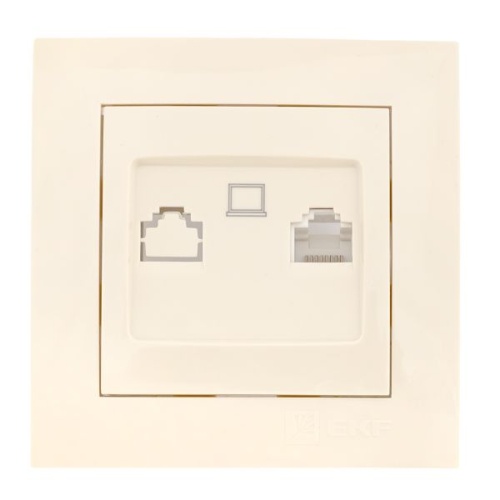 Валенсия розетка компьютерная RJ-45 1-местная кремовая PROxima | код EWK01-035-20 | EKF фото 2 Валенсия розетка компьютерная RJ-45 1-местная кремовая PROxima | код EWK01-035-20 | EKF фото 2