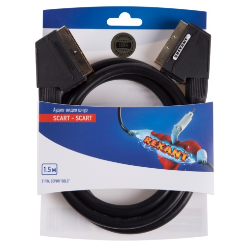 Шнур SCART - SCART (21pin) 1.5М (GOLD) REXANT | код 06-3075 | REXANT Шнур SCART - SCART (21pin) 1.5М (GOLD) REXANT | код 06-3075 | REXANT