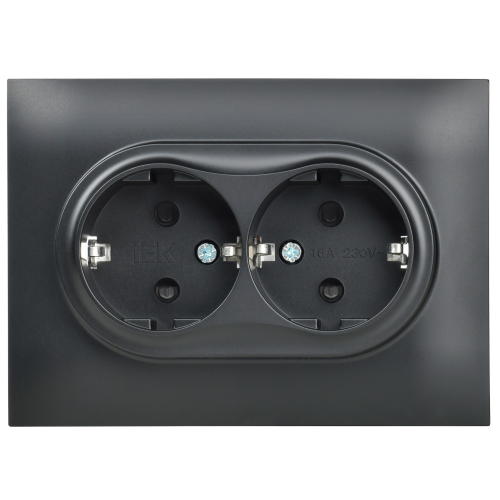 SKANDY Розетка 2-местная с заземлением с защитными шторками 16А в сборе SK-R07Bl черный IEKновинка | код SK-R24-16-K02-F | IEK фото 6