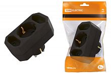 Блок на 3 гнезда: 1x2П+3 16 А + 2х2П 2,5 А под плоскую вилку 250 B черный TDM | код SQ1806-0301 | TDM