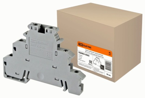 Зажим наборный трехуровневый ЗНТ 2,5-3PV (со связью потенциалов) серый TDM | код SQ0803-0063 | TDM