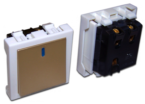 Выключатель 3-контактный, одноклавишный 45х45, бронза | код LAN-EC45x45-S12-BRZ | LANMASTER