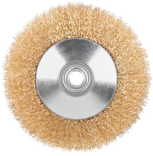 Щетка для УШМ, М14, Тарелка, латунированная витая проволока 0,3 мм, 125 мм, блистер, Profi | код 82-903 | FIT фото 5