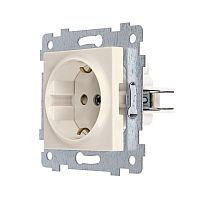 Аксиома Механизм розетки одноместной с заземл контактом со шторкой скрытой установки 454, слоновая кость | код 122003 | Кунцево-Электро