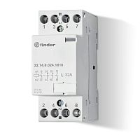 Модульный контактор, 4NC 32А, контакты AgNi, катушка 24В АС/DC, ширина 35мм, степень защиты IP20, опции: мех.индикатор | код 227400241410 | FINDER