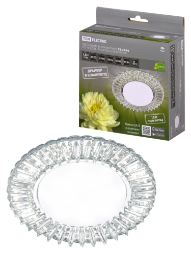 Светильник встраиваемый СВ 03-16 GX53 230В LED подсветка 5 Вт зеркальный/хром TDM | код SQ0359-0152 | TDM Светильник встраиваемый СВ 03-16 GX53 230В LED подсветка 5 Вт зеркальный/хром TDM | код SQ0359-0152 | TDM