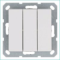 Выключатель трехклавишный 10A 250V~ с накладкой, цвет белый глянцевый | код G3031W | Jasmart