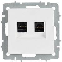 BRITE Розетка компьютерная двойная RJ45 кат.6 РК11-2-БрАБ арктический белый IEK | код BR-K20-2-K91 | IEK