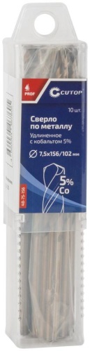 Сверло по металлу удлиненное Profi с кобальтом 5%, 7,5x156 мм (10 шт.) | код 48-75-156 | FIT фото 3 Сверло по металлу удлиненное Profi с кобальтом 5%, 7,5x156 мм (10 шт.) | код 48-75-156 | FIT фото 3