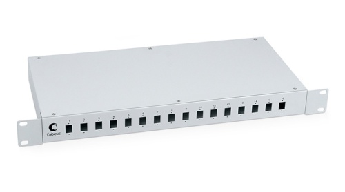 Cabeus FO-19-16SC Кросс бокс оптический 19 на 16 SC (LC duplex) со сплайс-кассетой и КДЗС (без пигтейлов и проходных адаптеров) | код 7035c | Cabeus