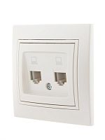 Мира Розетка RJ 45x2 жемчужно-белый | код 701-3030-141 | LEZARD