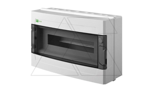 Щит навесной EP-LUX 1x18M, N/PE 2x 8x16+6x10mm2, дымчатая пласт. дверь, светло-серый RAL7035, 262x410x150mm, IP65 | код 1955-01 | Elektro-plast Nasielsk