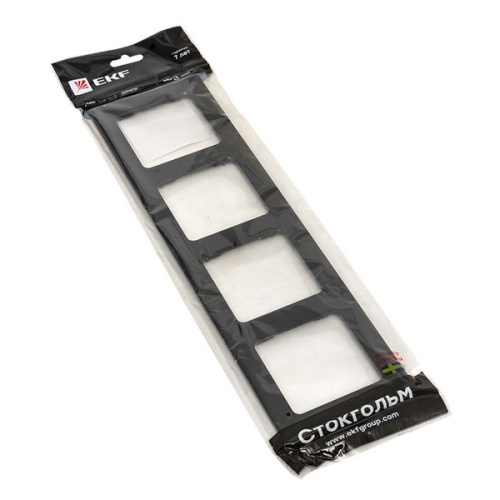 Стокгольм Рамка 4-местная металлическая черная PROxima | код EZM-G-305-10 | EKF фото 3