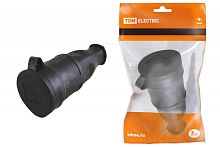 Розетка переносная с заглушкой каучук 2Р+РЕ 16А 250В IP44 TDM | код SQ0612-0002| TDM