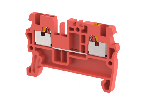 Клемма проходная PUSH-IN 1,5 мм2, на 2 подключения, красная PQ1.5-RED | код 3101010002 | Elmex