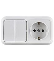 Блок ОП розетка 1-м IP20 с заземл.+выключатель 2-кл. Makel 451A2