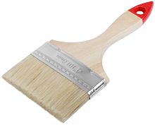 Кисть флейцевая "Оптима" 4дюйм (100мм) натур. свет. щетина деревянная ручка КУРС 00818