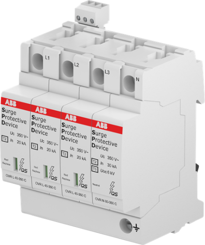 Ограничитель перенапряжения УЗИП OVR T2 4L 80-440s P QS | код 2CTB815708R5200| ABB 